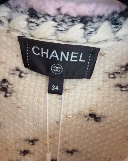 Chanel 21A Four-Pocket Cashmere Cardigan Beige/Ecru, Black, Pink FR 34