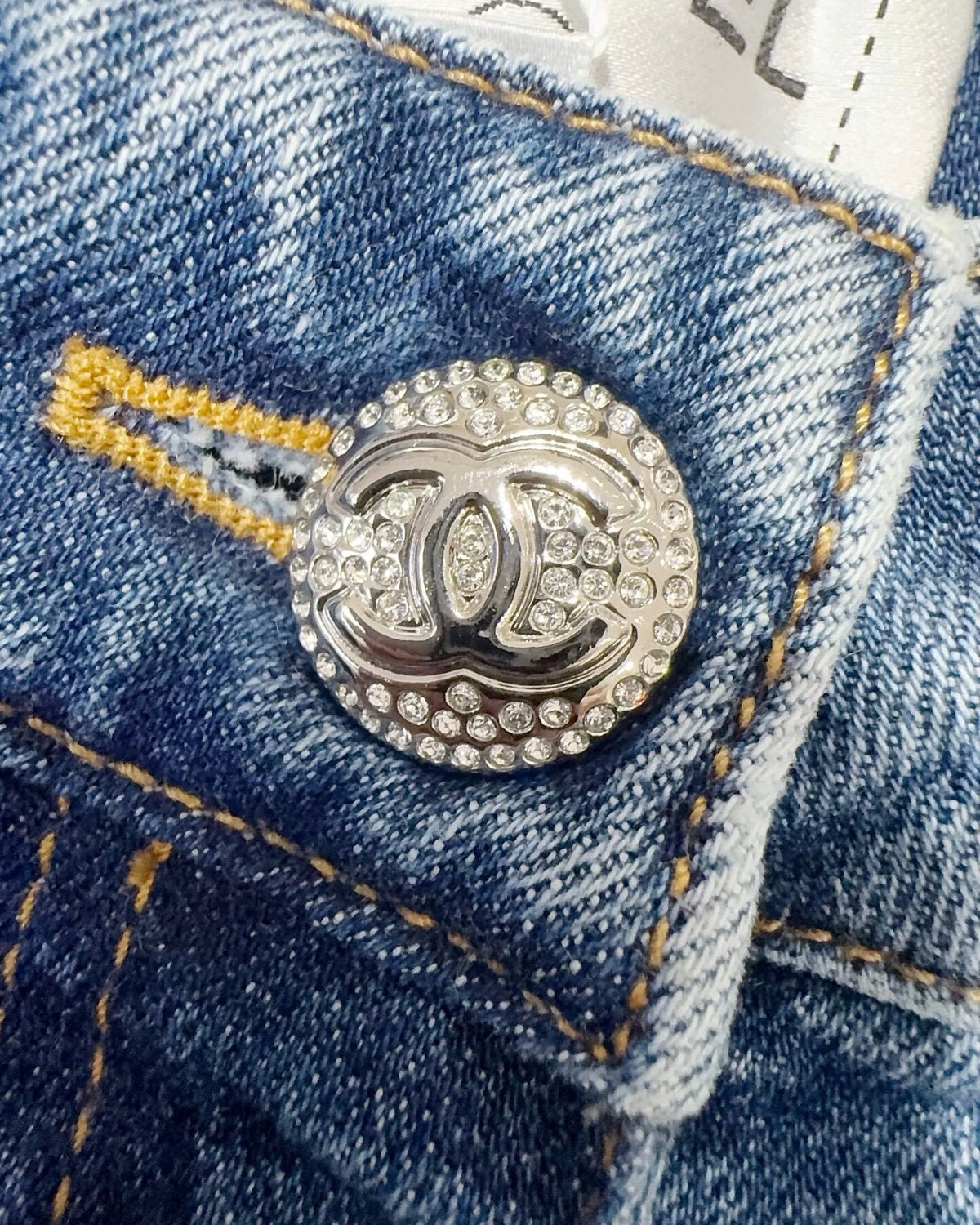 Chanel 23N Coco Neige Straight Denim Jeans Blue FR 34