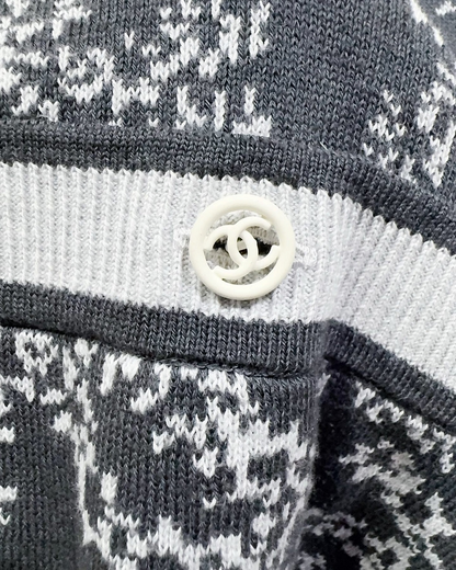Chanel 19P CC Floral Mini Dress Navy, White FR 38