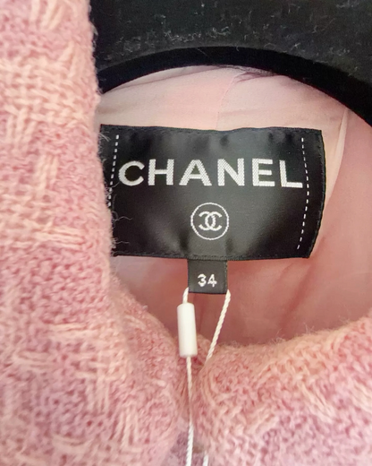 Chanel 19B Houndstooth Four-Pocket Tweed Jacket Pink FR 34