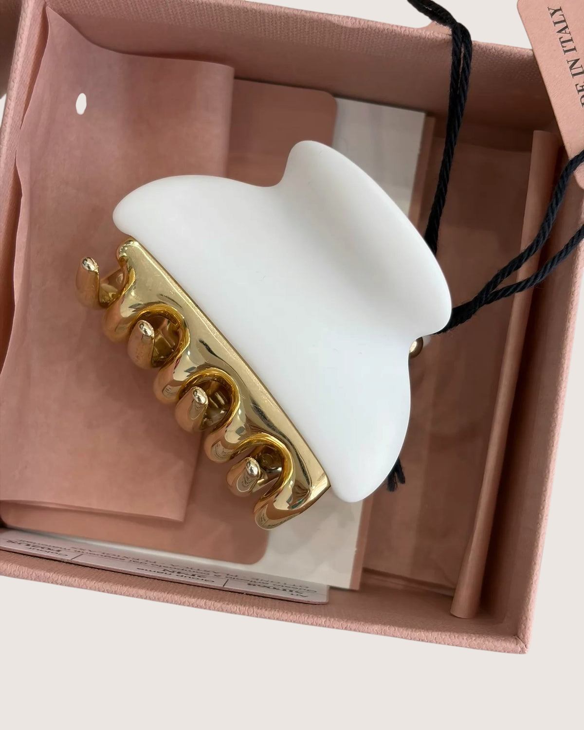 Miu Miu Crystal Logo Hair Claw White, Gold One Size