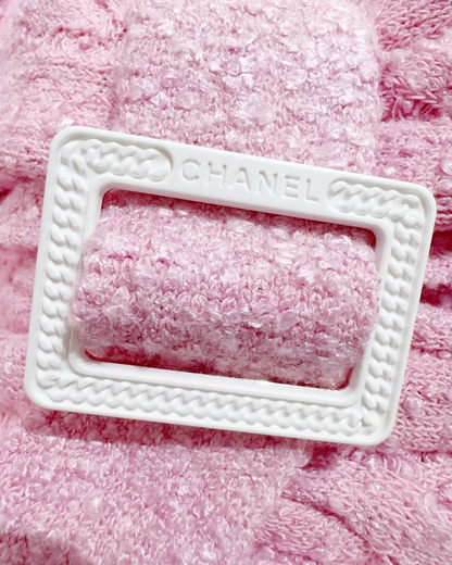 Chanel 22P Belted Bouclé Cardigan Pink, White FR 34