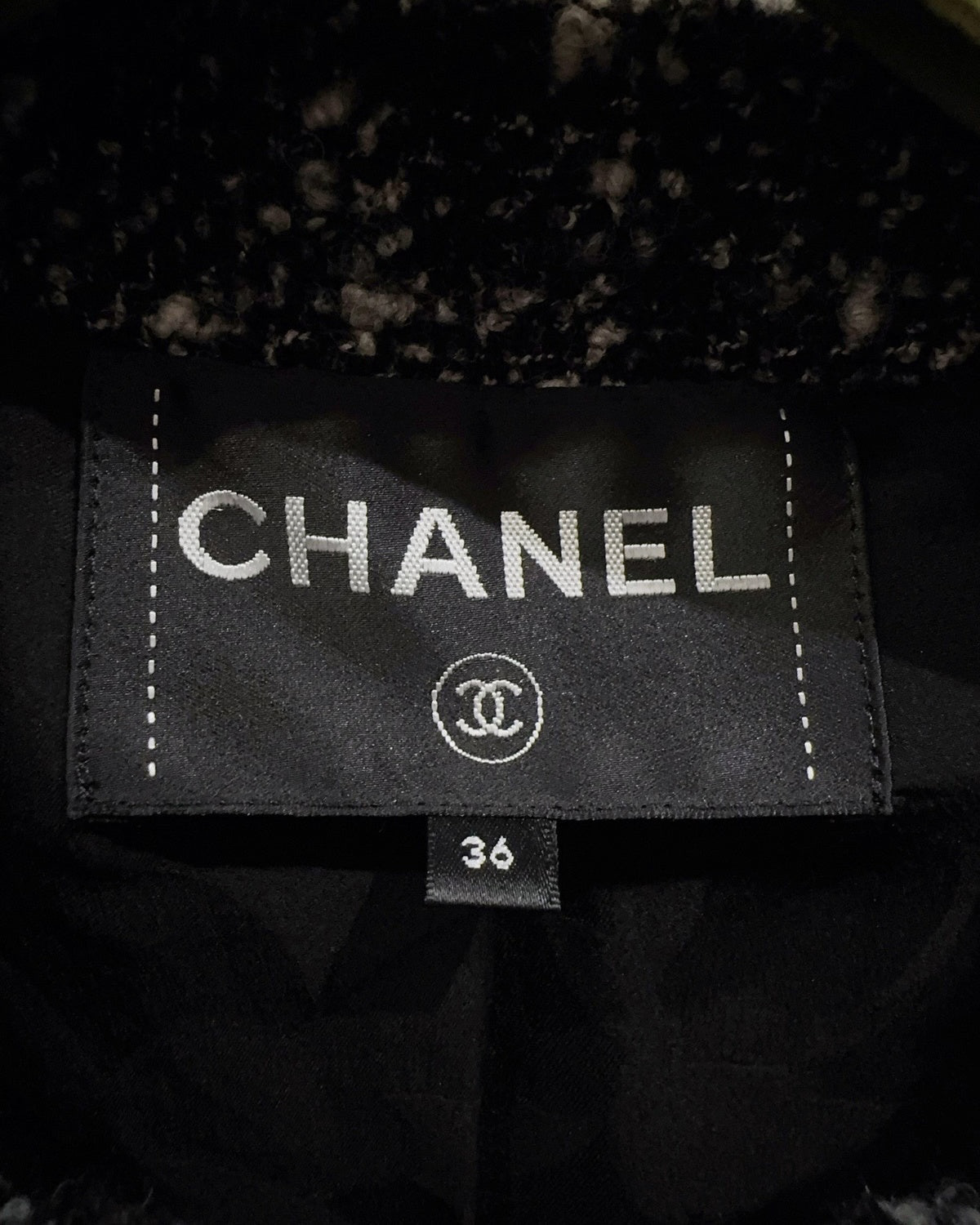 Chanel Tweed Jacket Black, White FR 36