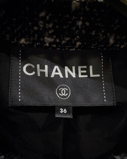 Chanel Tweed Jacket Black, White FR 36
