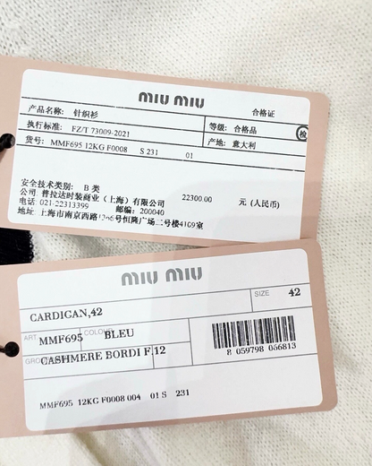 Miu Miu Cashmere Colorblock Cardigan White, Black FR 38