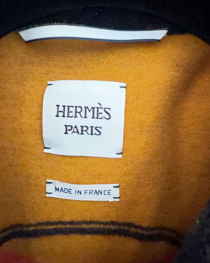 Hermès Wool Hooded Jacket Navy, Yellow FR 34