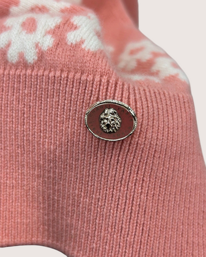 Chanel 22P Cashmere Floral CC Sweater Pink, White FR 34