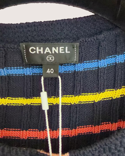 Chanel 18P Striped Mini Dress Black, Multicolor FR 40