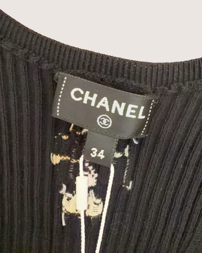 Chanel 24S Clover Cashmere Tank Top Black, Multicolor FR 34