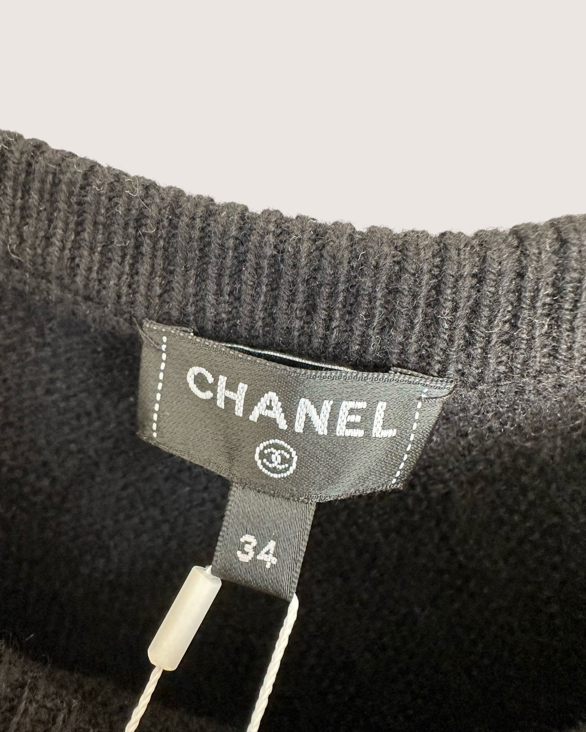 Chanel 23B Cashmere Off-Shoulder Sweater Black FR 34