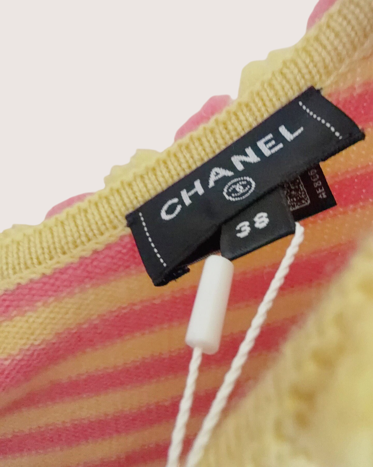 Chanel 25S Cashmere Striped Cardigan Pink, Yellow FR 38