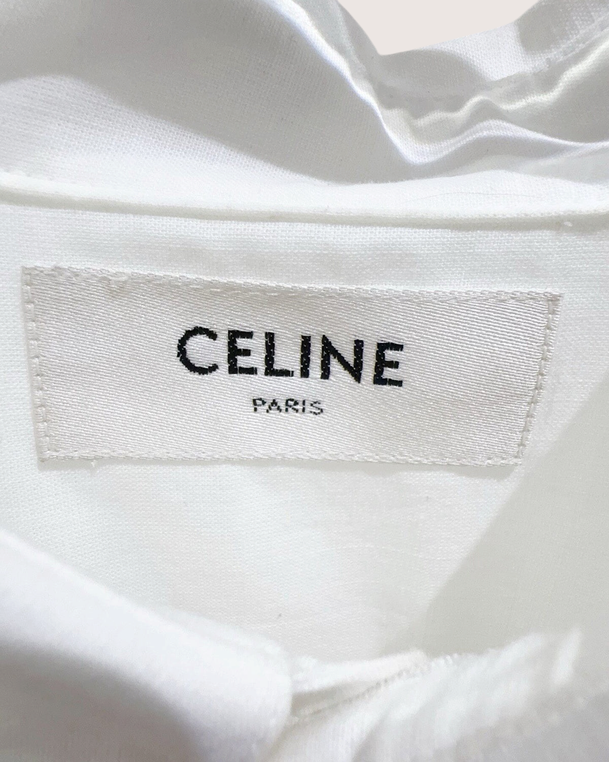 Celine Triomphe Eyelet Short-Sleeve Shirt White FR 38