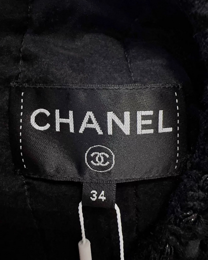 Chanel Tweed Mini Dress Black FR 34