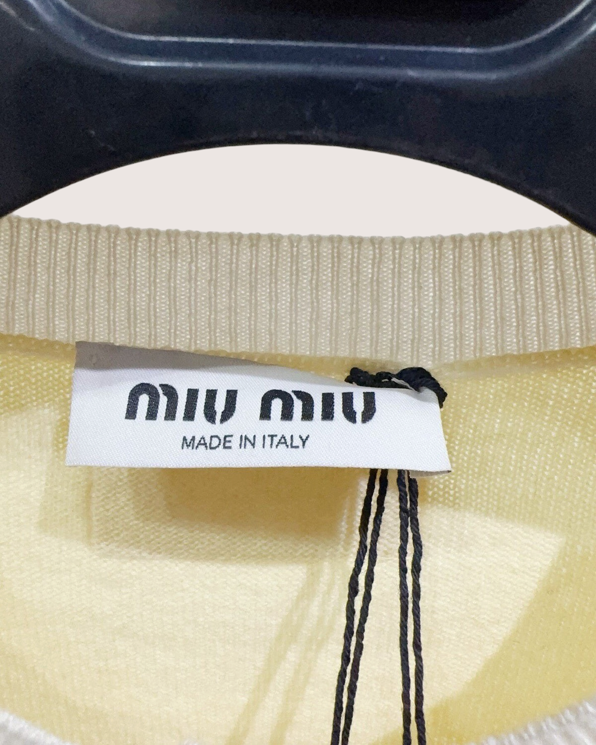 Miu Miu Cashmere Two-Tone Cardigan Yellow, Beige/Ecru FR 40