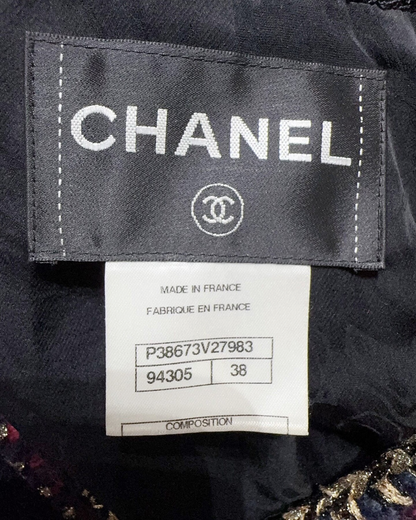Chanel 09A Tweed CC-Button Jacket Navy, Burgundy, Gold FR 38