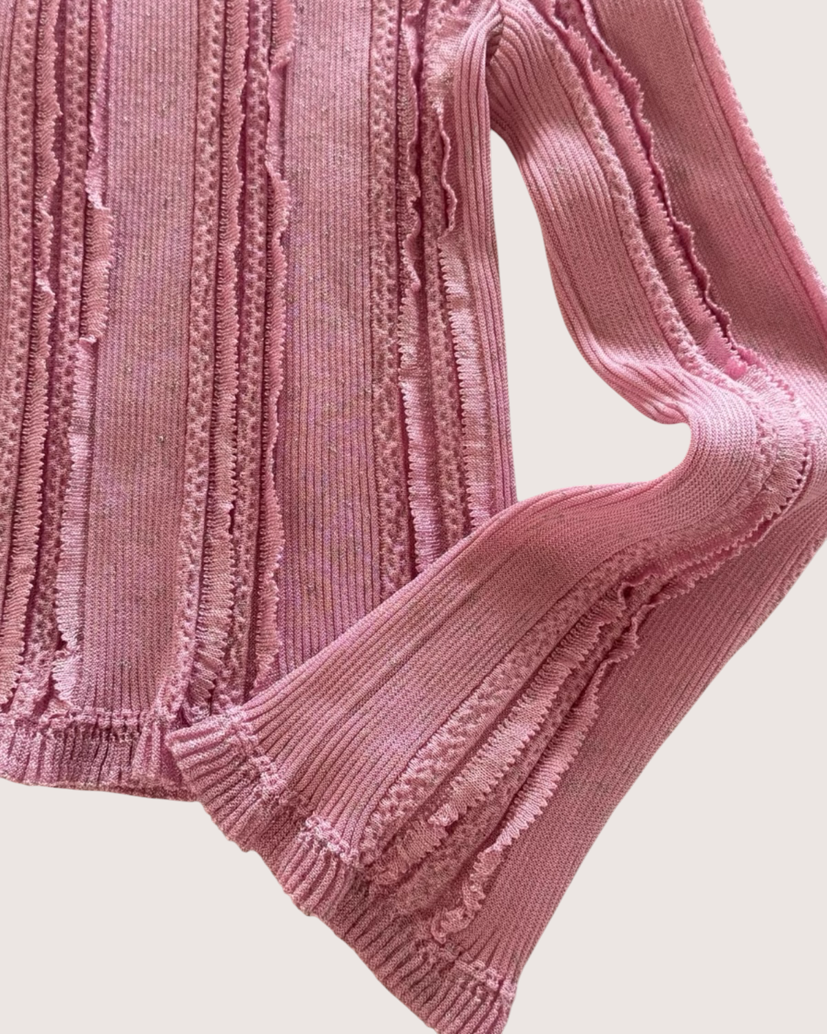 Chanel 23P Fringe Knit Cardigan Pink FR 38