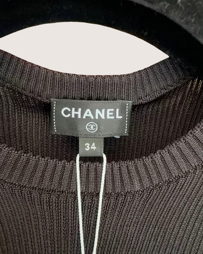 Chanel 23S CC Ruffle-Hem Vest Black FR 34