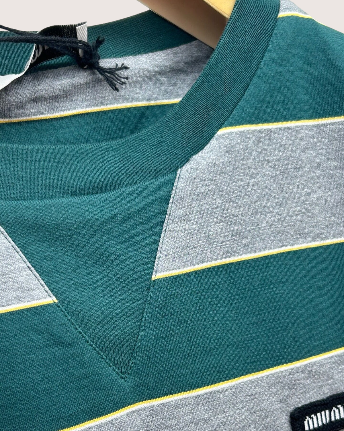 Miu Miu Striped Long-Sleeve Top Green, Grey FR 36