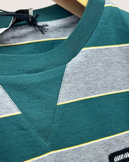 Miu Miu Striped Long-Sleeve Top Green, Grey FR 36