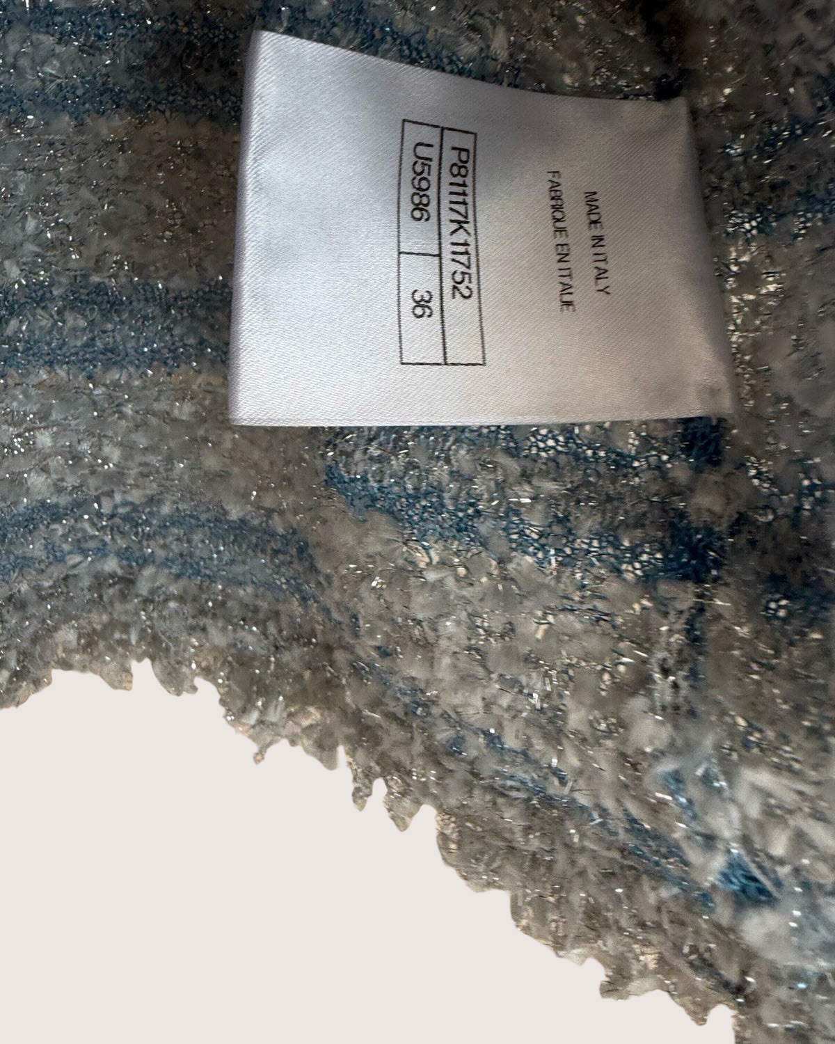 Chanel 26C Striped Bouclé Camisole Top Blue, Silver, White FR 36