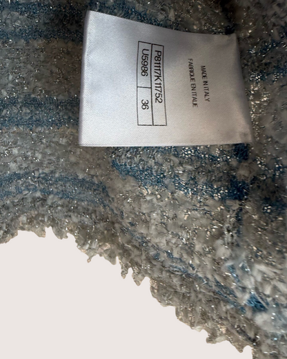 Chanel 26C Striped Bouclé Camisole Top Blue, Silver, White FR 36