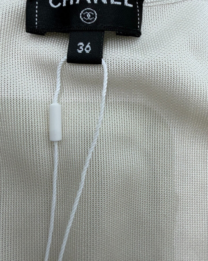 Chanel 26S Contrast-Trim Top White, Black FR 36
