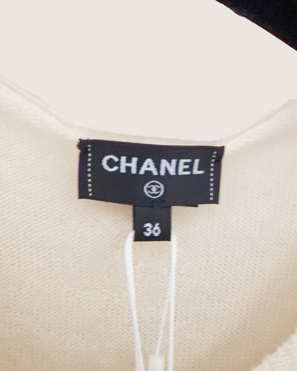 Chanel 24S Cashmere Floral Vest Beige/Ecru, Pink FR 36