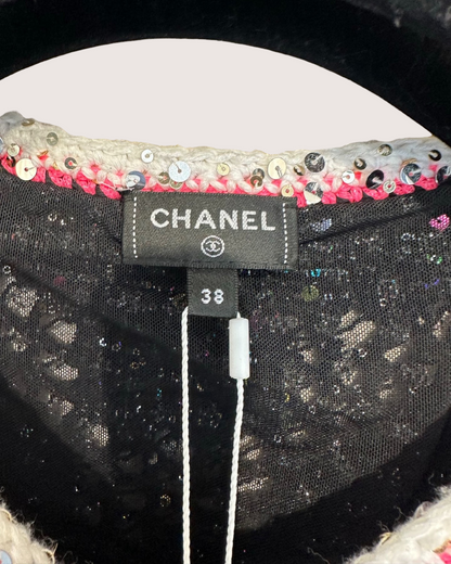 Chanel 24C Cropped Sequin Cardigan Black, Pink, Multicolor FR 38