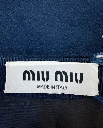 Miu Miu Wool Logo-Patch Mini Skirt Navy IT 36
