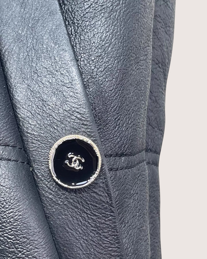 Chanel 25B Shearling Fur Vest Black FR 38