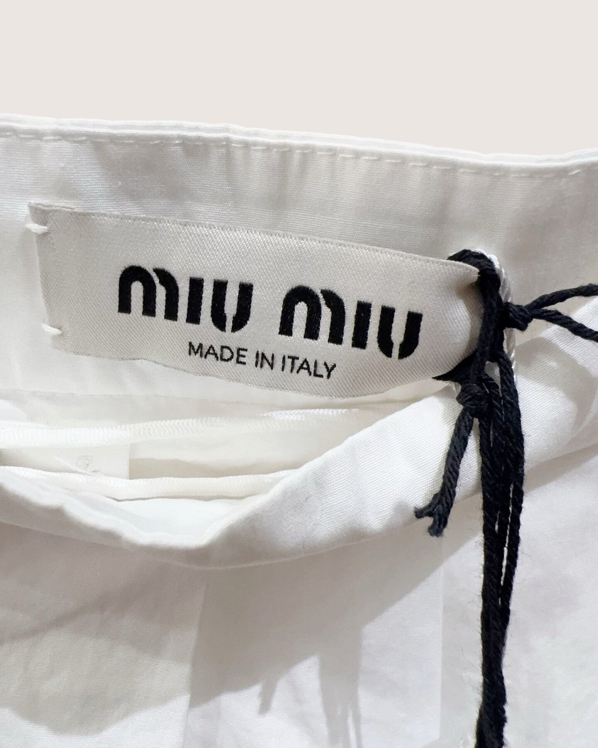 Miu Miu Pleated Logo Mini Skirt White FR 36