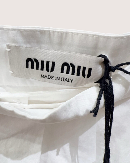 Miu Miu Pleated Logo Mini Skirt White FR 36