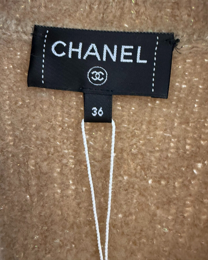Chanel 23N Coco Neige Belted Long Cardigan Beige/Ecru FR 36