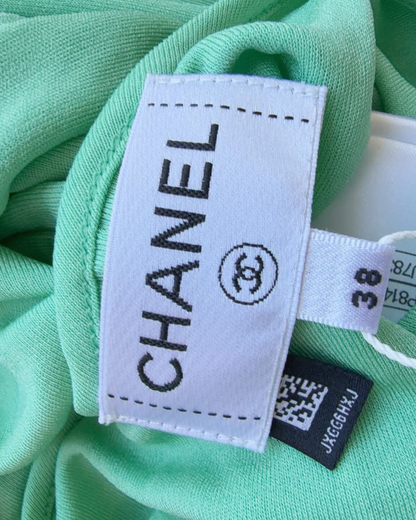Chanel 26M Coco Beach Cowl-Neck Halter Maxi Dress Green FR 38