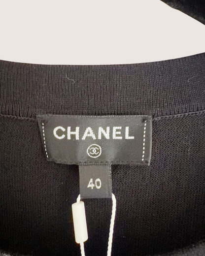 Chanel 22P Cashmere Logo Top Black, Multicolor FR 40