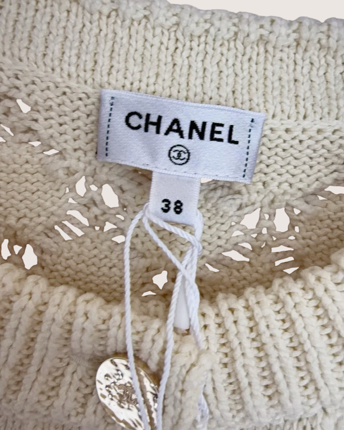 Chanel 26M Coco Beach Crochet Openwork Cardigan Beige/Ecru FR 38