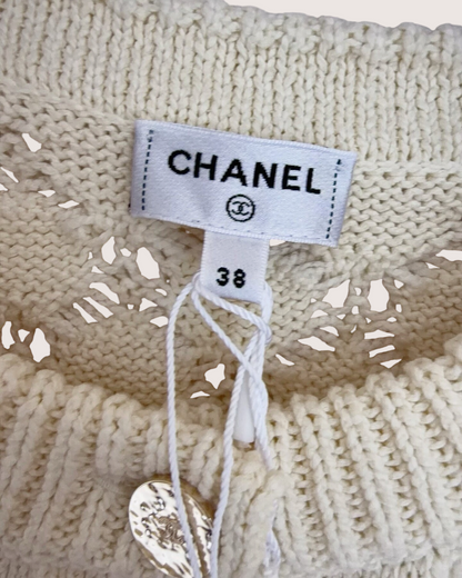 Chanel 26M Coco Beach Crochet Openwork Cardigan Beige/Ecru FR 38