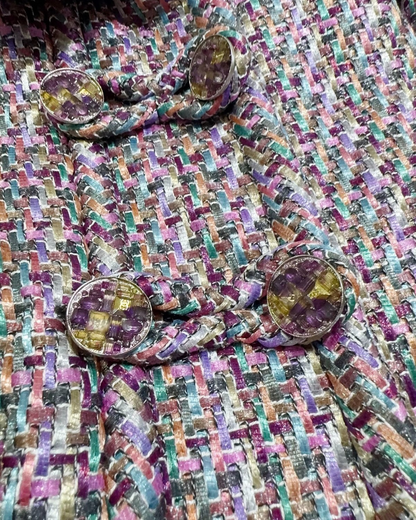 Chanel Tweed Jacket Purple, Pink, Green, Multicolor FR 34