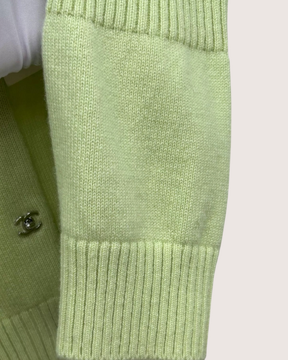 Chanel 24B CC Cashmere Cardigan Green FR 36