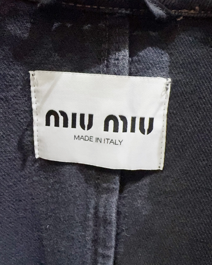 Miu Miu Distressed Denim Four-Pocket Jacket Grey, Brown IT 42