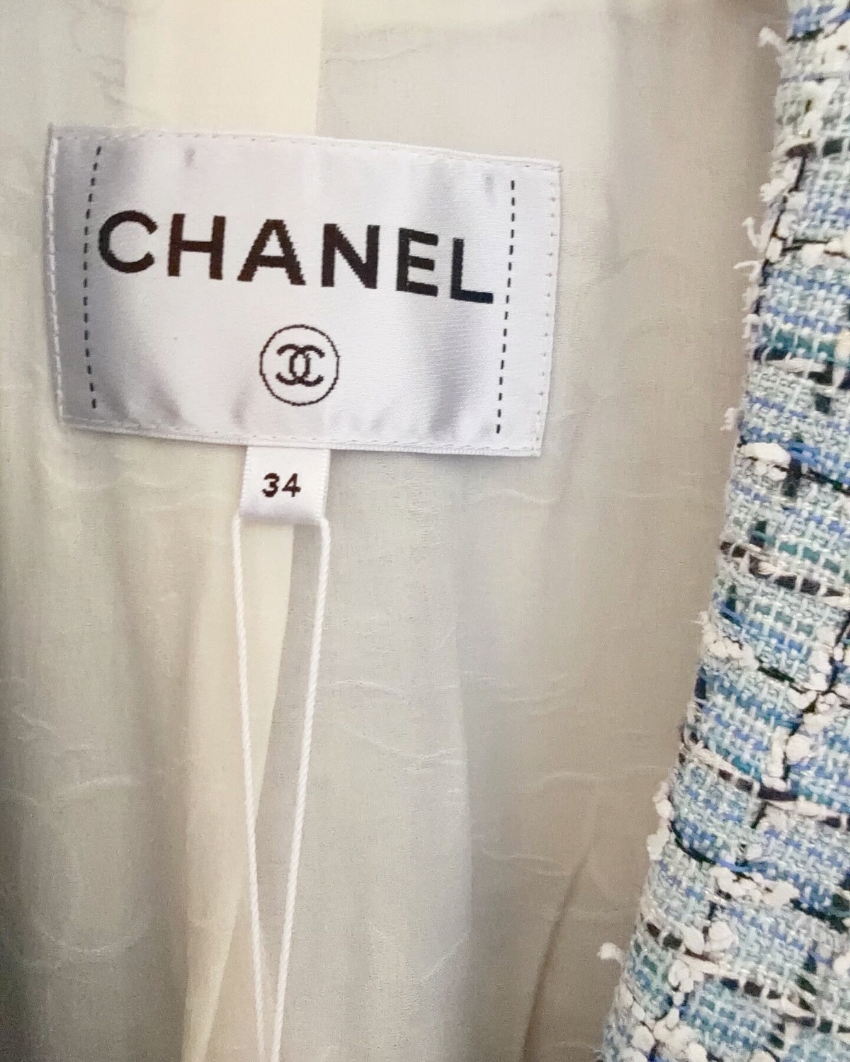 Chanel 19C Tweed Jacket Blue, White, Multicolor FR 34