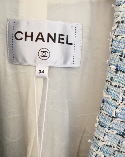 Chanel 19C Tweed Jacket Blue, White, Multicolor FR 34