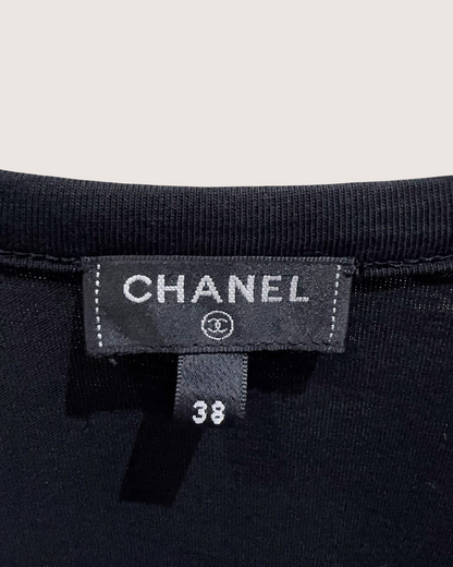 Chanel 20K Crystal Logo Tweed Vest Black, White FR 38