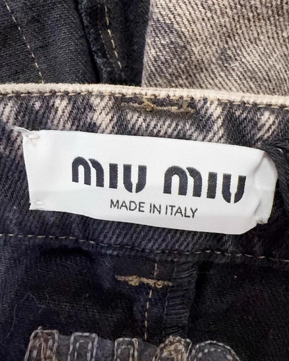 Miu Miu Logo Denim Mini Skirt Grey, Black FR 38