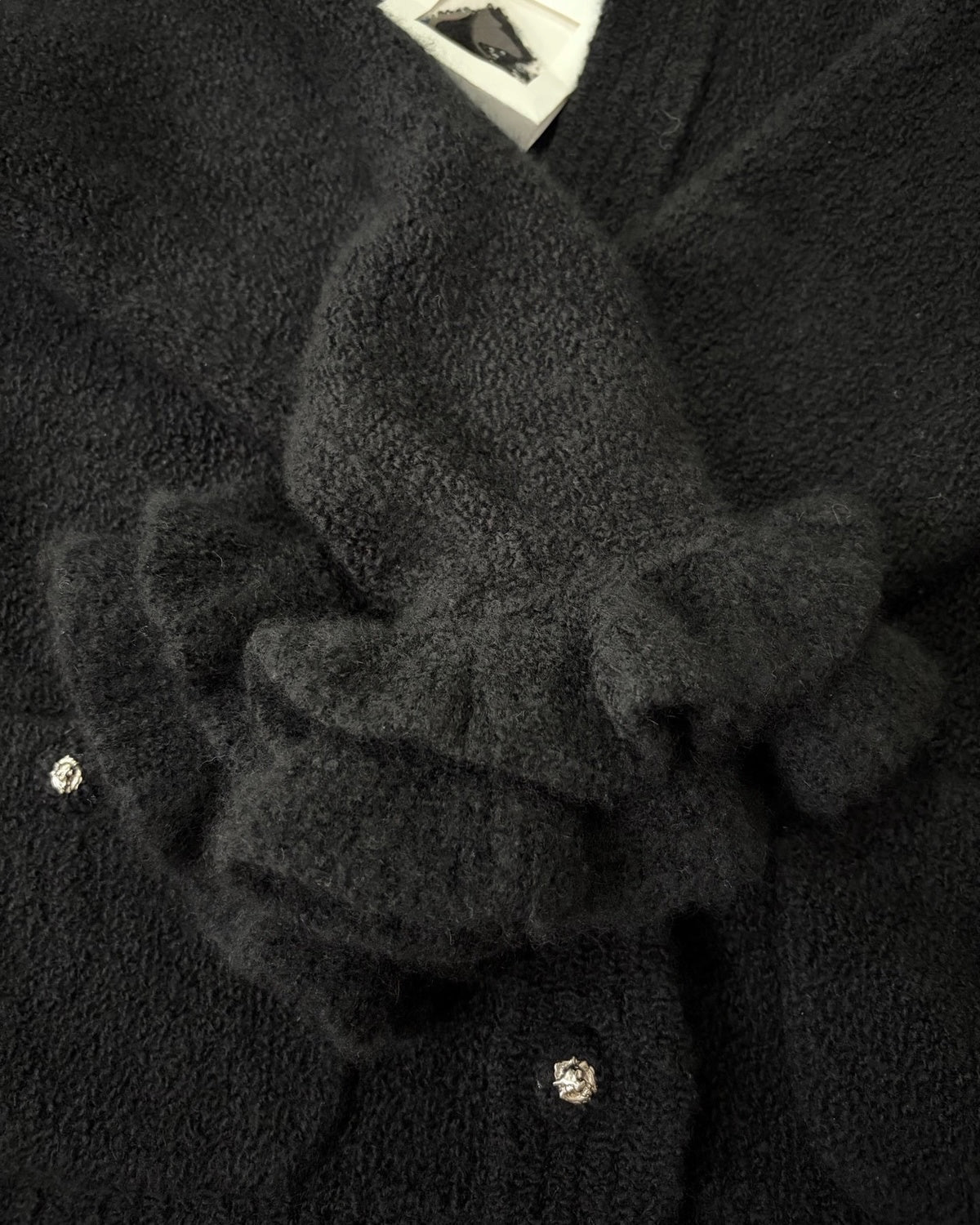 Chanel 24K Cashmere Ruffle Cardigan Black FR 40