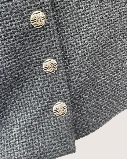 Chanel 21P Tweed Blazer Jacket Black FR 36