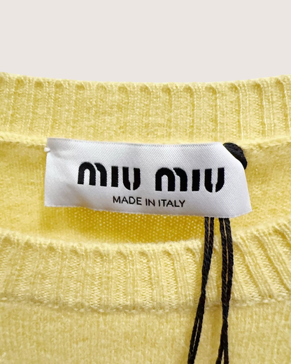 Miu Miu Short-Sleeve Sweater Yellow FR 38