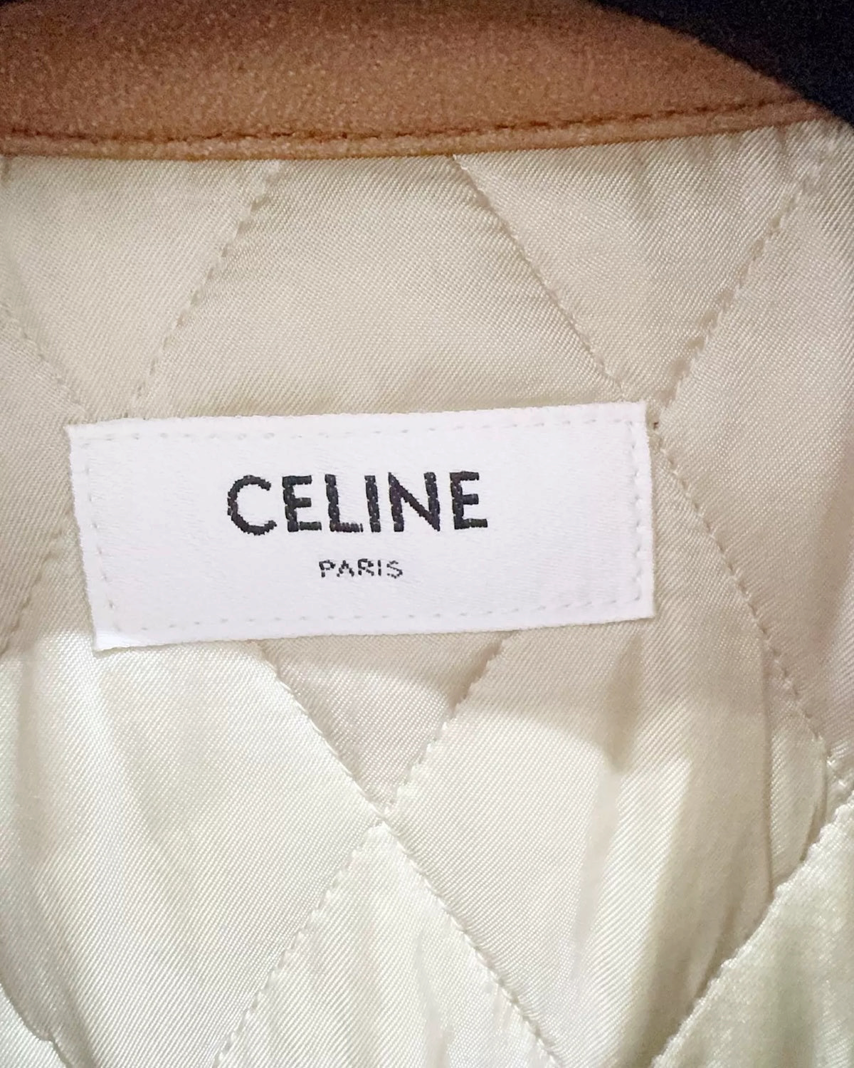 Celine Leather-Collar Denim Jacket Blue, Brown FR 34