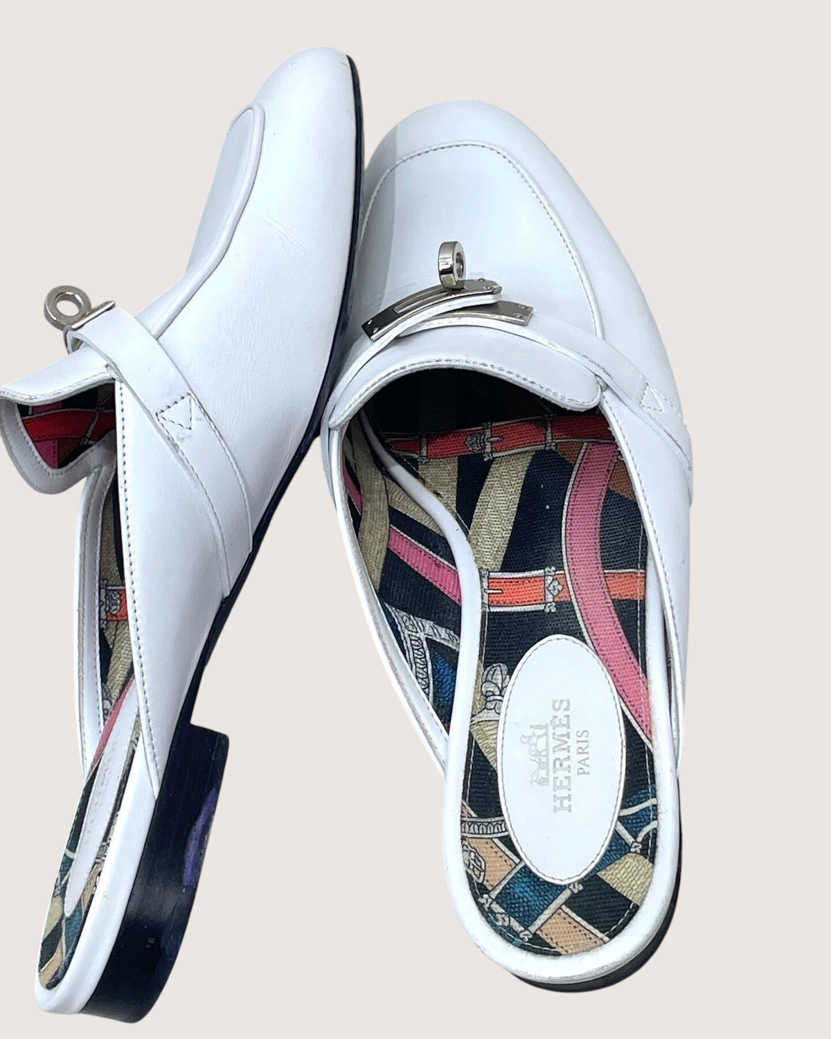 Hermès Oz Leather Mules White EU 38