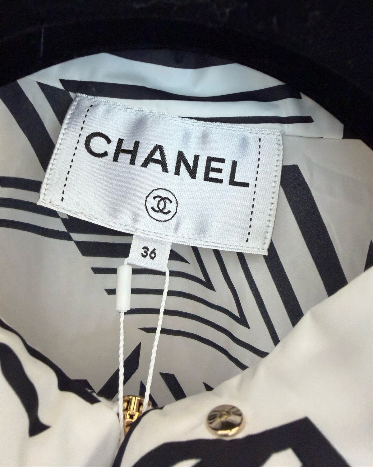 Chanel 23M Coco Beach Star-Stripe Cropped Jacket Black, White FR 36